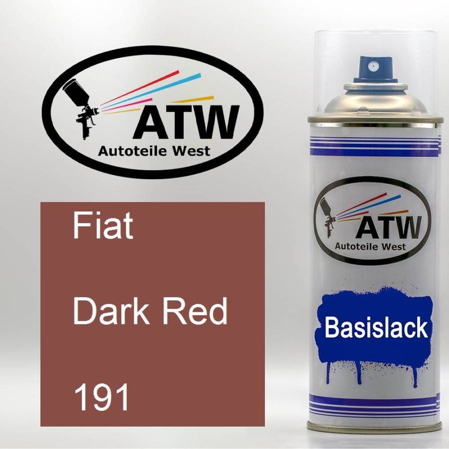 Fiat, Dark Red, 191: 400ml Sprühdose, von ATW Autoteile West.